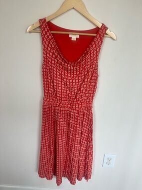 Maeve Anthropologie Red-Orange Dress with White Floral Print